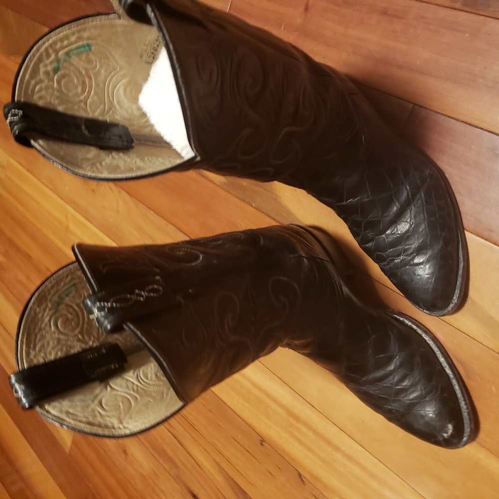 Crocodile El Rey Collection Tony Lama Black Cowboy Boots Size 9D